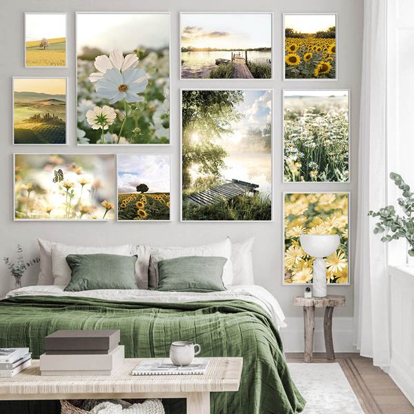 Frische Landschaft Bild Leinwand Malerei Wandkunst Böhmen Nature Blumenlandschaft Poster und Print Home Decor Wohnzimmer Design