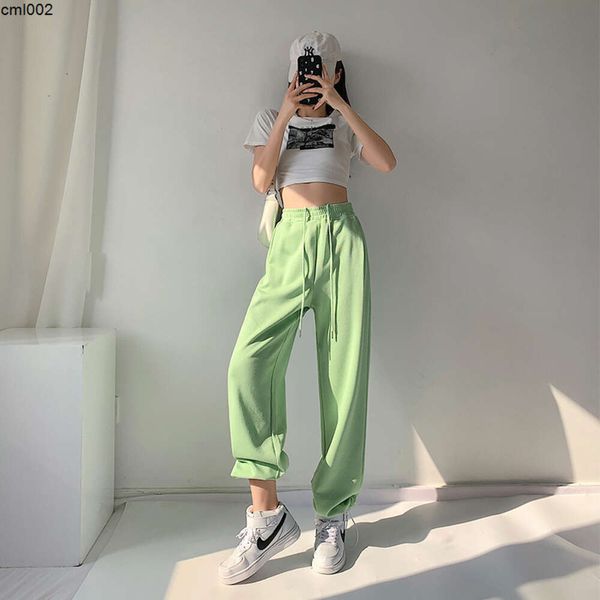 Pantaloni sportivi da ballo femminile primavera/estate verde alto con la caviglia sciolta alla caviglia a gamba dritta casual