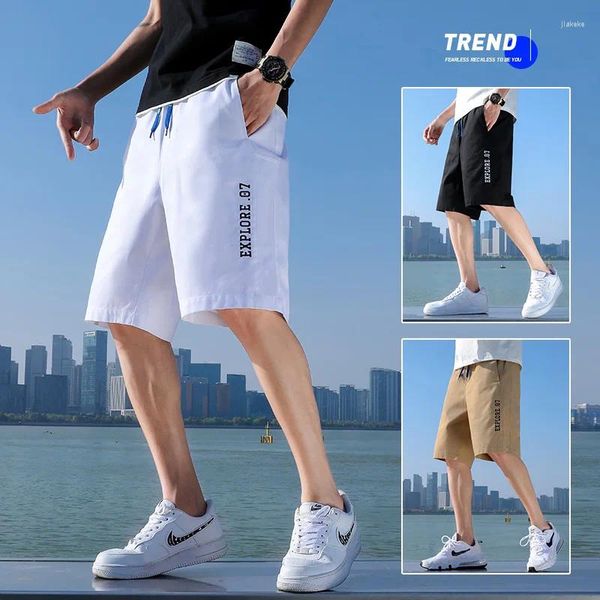 Shorts masculinos 2024 para meninos verão esportes japoneses casuais versáteis frouxos confortáveis e modernos Capris Men