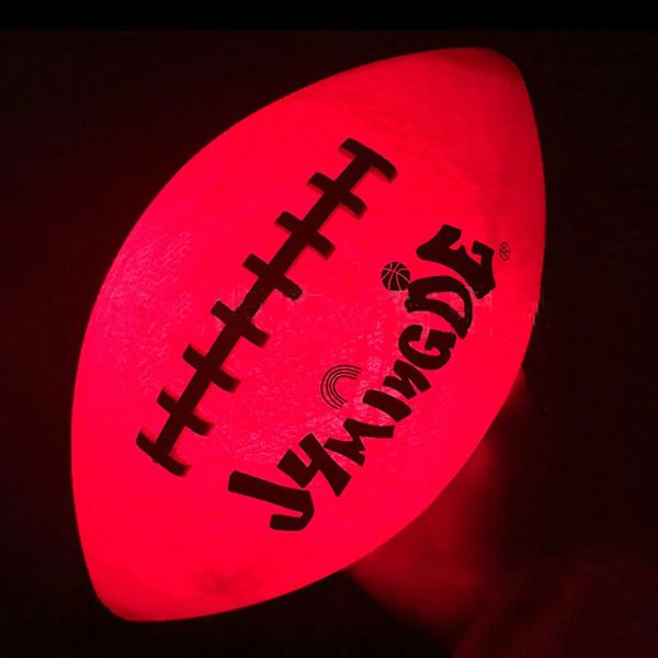 Light Up American Football Ball Led Size 6 Glow in Dark Rugby Night Match Training Growing for Kids Youth 240402