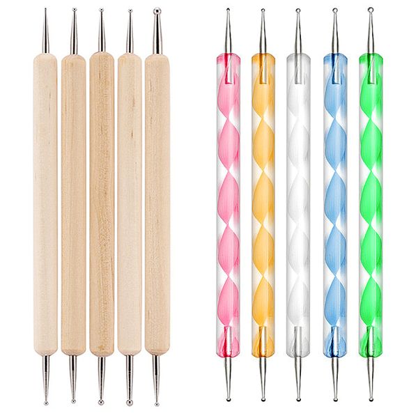 5pcs Nail Art Dotting Pen Tool набор для гвоздей дизайны двойной рисунок рисовать стразы Скупа