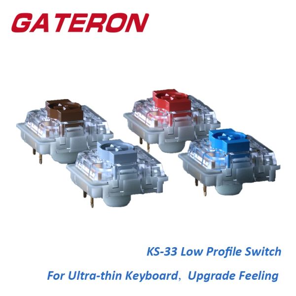 Zubehör Gateron KS33 Low Profile 2.0 Schalter 3 Pin Blau rotes Brown Silber RGB Customized DIY Hot Swap Mechanischer Tastaturwelle