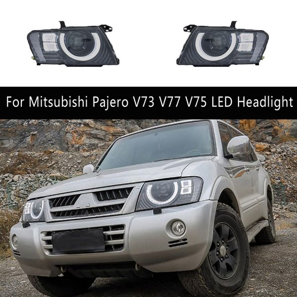 Araba Stil Kafa Lambası Gündüz Mitsubishi PAJERO V73 V77 V75 LED FARLI 04-16 Salel Sinyal Ön Işıklar
