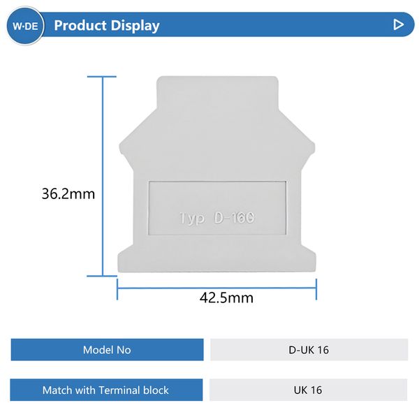 1 pezzo D-UK16 per UK16 Block Block Accessori Fine Cover Plate Din Rail Blocks