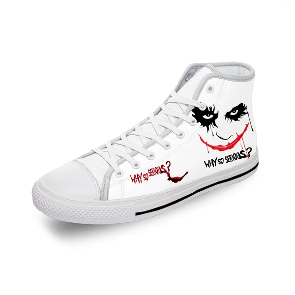 Casual Schuhe Clown Joker Gesichtswitz Warum so ernsthafter weißer Stoff 3D -Druck High Top Canvas Männer Frauen Leichte atmungsaktive Turnschuhe