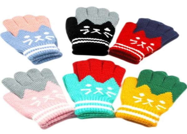 410 Jahre Kinder Cartoon Katze Handschuhe süße Wollstrick Fingerhandschuh süße Winter Ski -Snbode -Handschuhe Winter Dicke Kinder Fäustlinge8722013