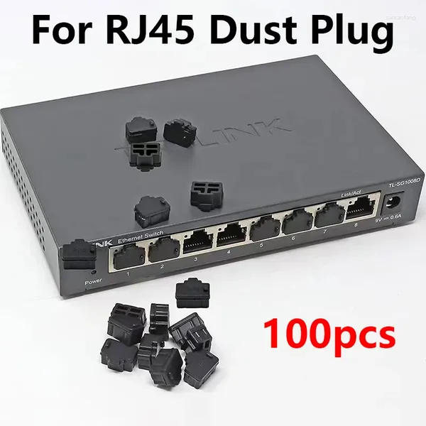 Computerkabel 100pcs Ethernet -Hub -Port RJ45 Anti -Staubabdeckungskappe Protektor Plug für Laptop/ Computer/ Router -Anschluss