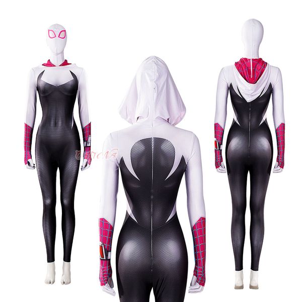 2022 Spider Gwen Stacy Cosplay Costume Sexy Bodysuit Hot Movie Outfit Outfit Spider Girlsuits Women Halloween Costumi