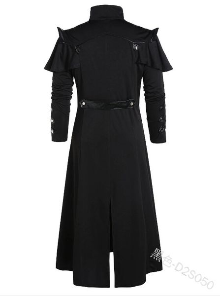 Halloween medieval steampunk assassino elfos pirata traje para adultos pretos vintage longa casaco gótico de armadura gótica