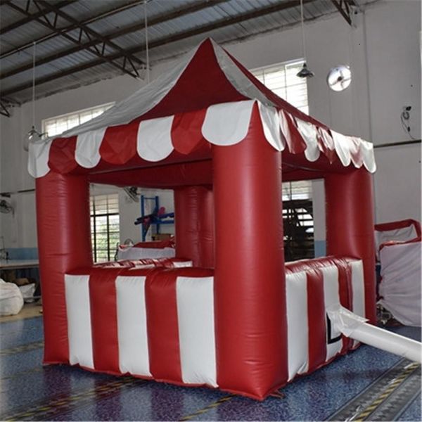 Großhandel 6m LX5MWX4MH rot weiß angepasste tragbare aufblasbare Ständer Zelt Carnival Cube Kokessionskiosk für Süßigkeiten Fast Food Getränkeis