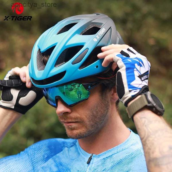 Capacetes de ciclismo Capacete de bicicleta X-Tiger com Celmets de bicicleta de bicicleta de estrada da montanha leve recarregada USB para homens Capacetes de ciclismo ao ar livre adultos L48