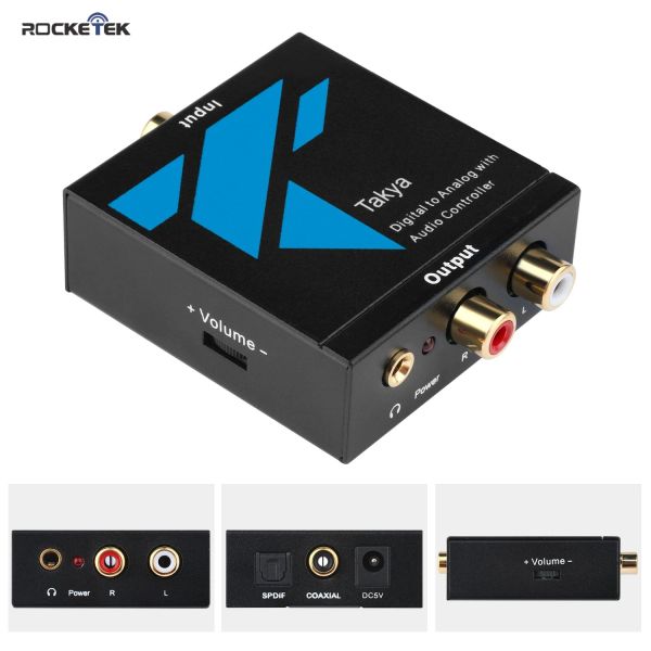 Конвертер Оптический в RCA Digital -Analog Openger Adapter для цифрового/HDTVS/Apple/Google Регулируемый аудиоматовой громкость стерео 3,5 мм