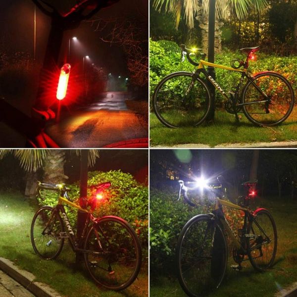 2pcs vermelho USB Bike recarregável Bicicleta ciclismo 4 modos Led luminária traseira luminosa Lâmpada de bicicleta esportiva ao ar livre Bicicleta Trea luz traseira