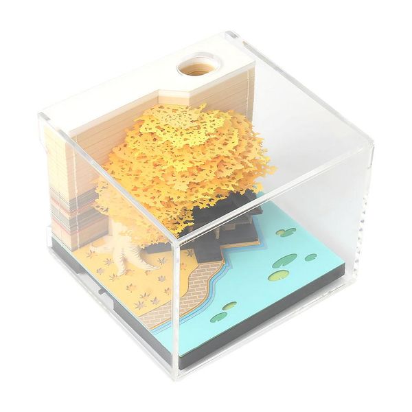 3D Memo Pad Diy Sticky Notes со светодиодными блокнотами Omoshiroi Блокнот куб