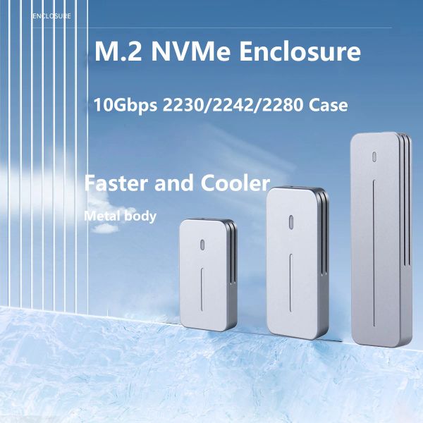 Корпус M.2 NVME корпус SSD SSD NVME Металлический корпус M2 Box 10 Гбит / с USB3.1 PCIe Adapter Reader для 2230 2242 2260 2280 SSD Drive JMS583