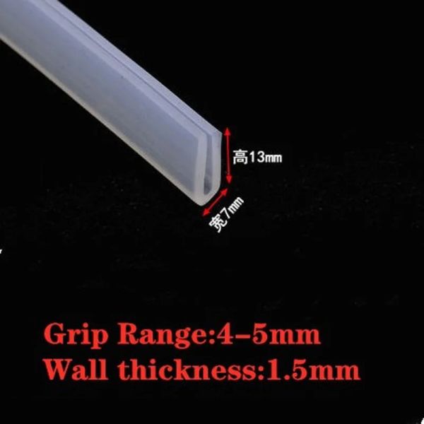 2 metros de canal U de silicone porta de borracha de borracha de vidro de vidro de fita de fita de borda
