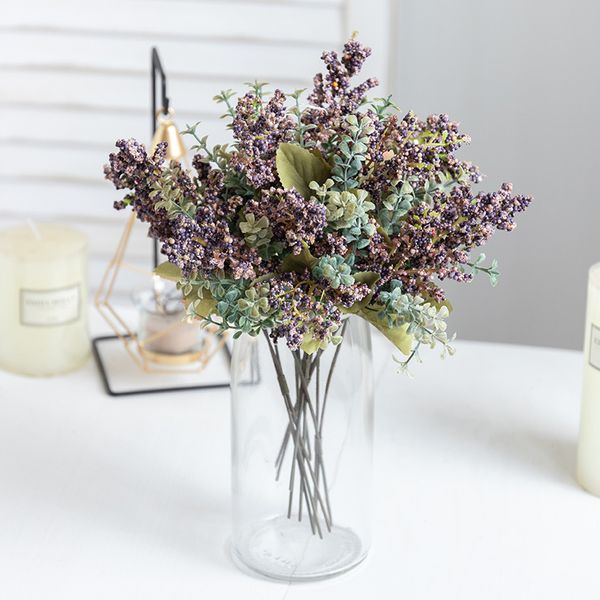 9pcs Neue Provence Lavendel Künstliche Blumen Pe Schaum gefälschte Blume Plastikpflanzen Großhandel Hochzeits Heimwand Dekor Accessoires