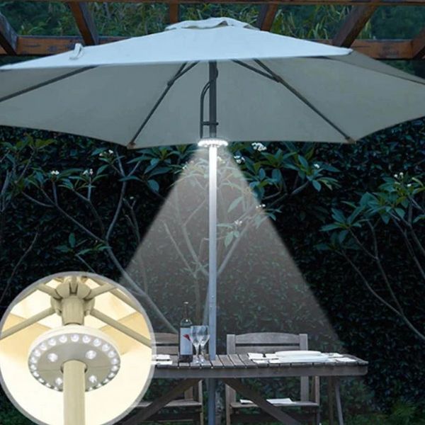 Patio Umbrella Light Tent Camp Light 28 LEDs Pólo Lâmpada Lâmpada de Gardete Água de Garden Aluzro Outdoor 3,7V 5W 200 Lum Umbrella Light