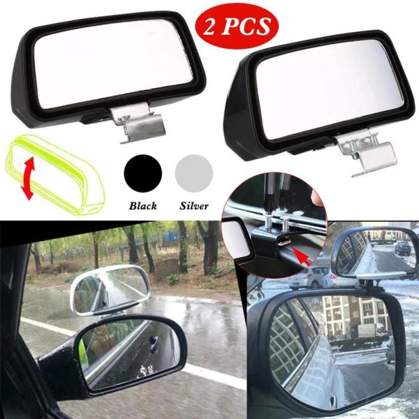 2pcs Autospiegel Blind Spiegel Spiegel einstellbarer Flachwinkel quadratische Seite Blindspot Rückspiegel -Parkspiegel -Autozubehör