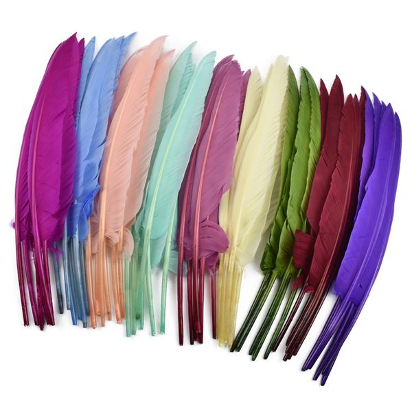 10 pezzi/lotto colorati piume di tacchino ala anatra piuma a penna artigianato 25-30 cm 10-12 