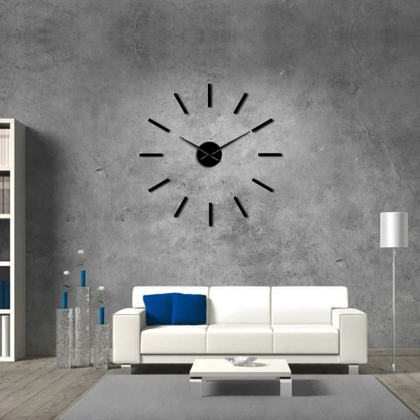 3d Big Acrilic Mirror Effect Wall Orologio da parete Simple Design Art Decorativo Quarzo silenzioso Spazzatura moderna Orologio Big Orologio Orologio da parete