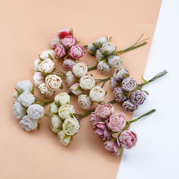 6 pezzi di seta boccioli da tè vasi rose per decorazioni per la casa ghifli natalizi doni fai -da -te scatola di fiori decorativi fiori di matrimonio fiori artificiali a buon mercato