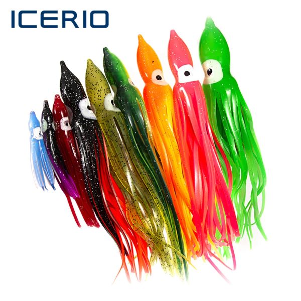 Icerio 2packs Luminous Hoochie Octopus юбки троллинг приманки ловли ловлю мягкие пластиковые приманки