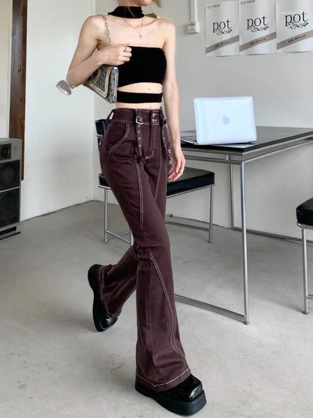 Женские джинсы с высокой талией с высокой талией модные ретро-ретро-женщины осени летние девочки Slim Fit Шислова штаны для ноги