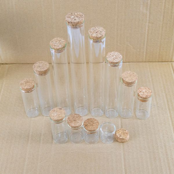 24pcs 10ml/15ml/25ml/30 ml/35 ml/40 ml/45 ml/50 ml/55 ml/60 ml/80 ml kleine Glasflaschen mit Kork -Stopper -Testrohrgläser Gläser Fläschchen Fläschchen Fläschchen Fläschchen