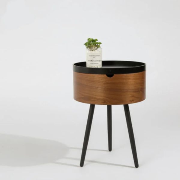 Mesa de cabeceira escandinava Armazenamento redondo de quarto elegante Design nórdico moderno Móveis de mesa de cabeceira minimalista