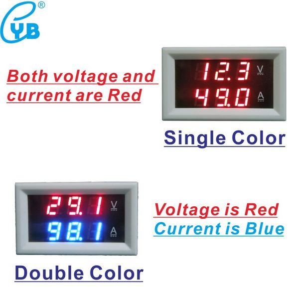 YB27VA DC 3,5-30V LED Digital Voltímetro Amperímetro 10A AMP Volt Painel de tensão Medidor de corrente 3 fios 999MA 5A 20A 50A 100A 200A 1000A