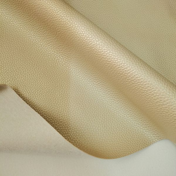 Gutes hellgold kleines Litschi -Muster Faux PU Leder Stoff für Autositznähmaterial pu künstliches Leder für DIY -Beutel/Sofa