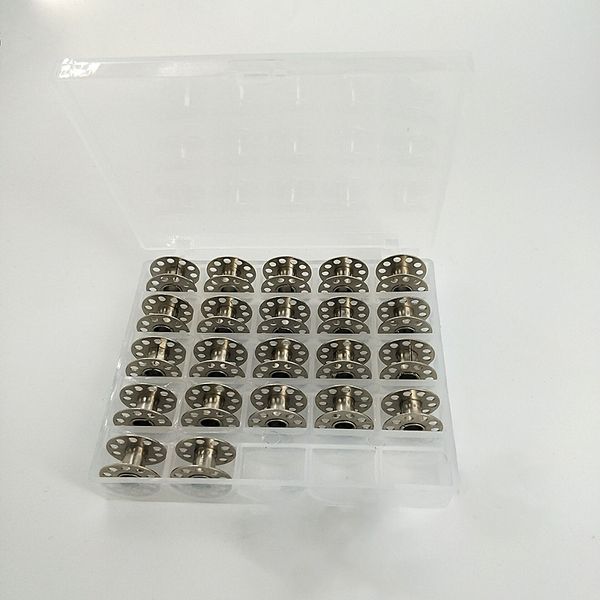 25pcs Wheel Suppliies Haushaltsspulen Metall Silber Nähmaschine Spulen Faden Kernspulen Multifunktion