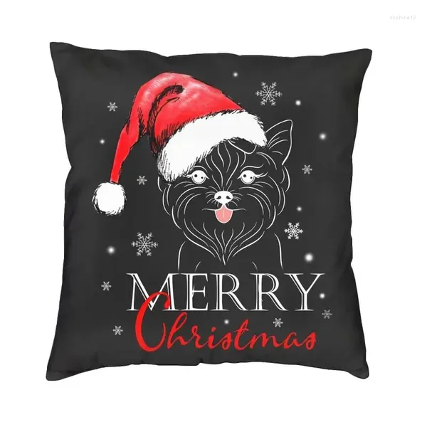 Cuscino Buon Natale Yorkshire Terrier Babbo Natale 40x40cm Yorkie Dog amante morbido velluto di lusso Case decorazioni per la casa