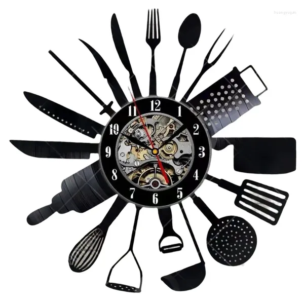Orologi da parete per le posate orologio moderno design cucchiaio forchetta decorativa cucina orologio vintage decorazioni per la casa al dettaglio