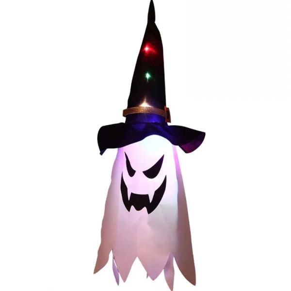 LED Lights Halloween Witch Hut Wizard Cap Halloween Kostüm Requisiten Outdoor Baumhänge Orament Home Glow Party Dekor Dekor