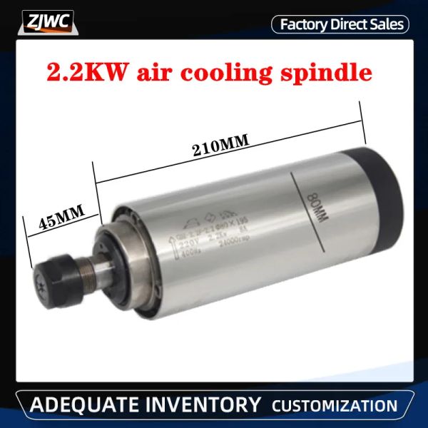 Motor do eixo do roteador CNC 2.2kW Motor do eixo resfriado a ar ER20 2200W Eixo DIY para gravar o ar resfriamento do ar de moagem SKF