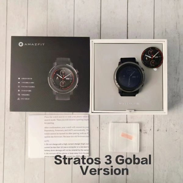 Guarda il nuovissimo zecca Amazfit Stratos 3 Versione Sapphire Screen Smart Watch GPS 5ATM Music China Box con linguaggio globale