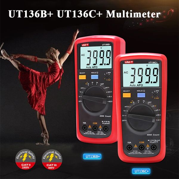 UNI-T UT136B+ UT136C+ Multimetre Dijital AC/DC Voltmetre Ampermetre Frekans Transistör Kapasitans Hfe Diyot Test Multi Metre
