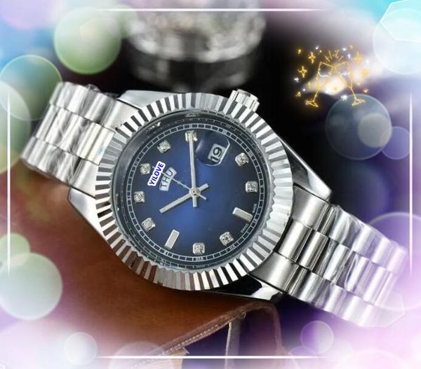 Мужские стильные женщины Автоматические Quartz Battery Watch Day Date Wime Week Three Stiches Design Clock красивые красивые элегантные 24 -часовые календарные браслеты часы Подарки