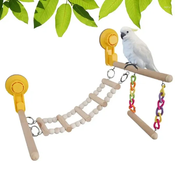 Altre forniture per uccelli per pappagalli Swing Platform Standing Platform Accessori per parco giochi in legno per parrocchetti Macaw Cockatoo Espit Cup