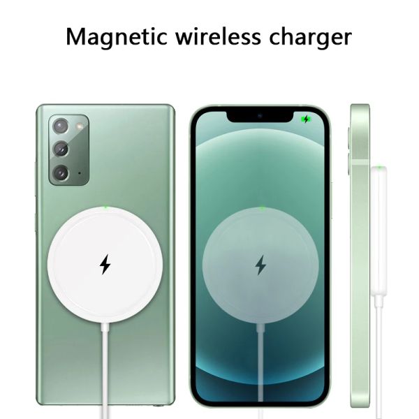 Chargers Qi Magsafe Charger için Kablosuz Şarj Cihazı IPhone 13 Pro Max için Magnicy Telefon Şarj Cihazı Samsung için Fast 15W kablosuz şarj pedi