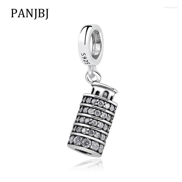 Pietre preziose sciolte 925 tallone in argento sterling alla torre inclinata del ciondolo a pendente di cristallo pisa in forma fissa braccialetti donne fai da te