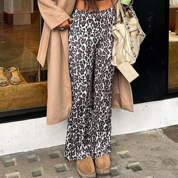 Pantaloni da donna donna affari affari casual leopardo leopardo stretch waist slim fit ladies capris femminile