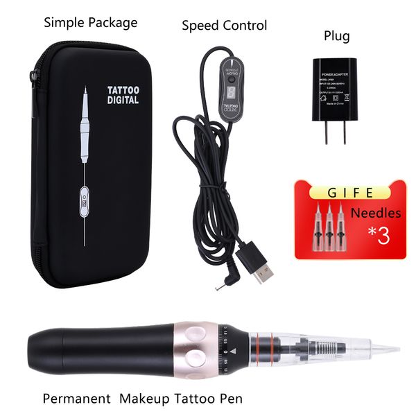 Tas04 Professioneller Tattoo Machine Rotary Stift für dauerhafte Make -up -Augenbrauen Lippen Microblading DIY Machine Kit mit Tattoo -Nadel