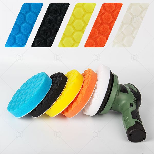 5pcs 3/4/5/6/7 polegadas de colisão de carros de enceramento kit de esponja para polidor de faróis para o policial de faróis Automóvel Detalhando a limpeza da lavagem