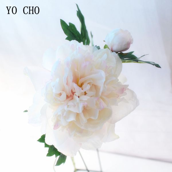 Yo cho 2 köpfe große Pfingstrosen Künstliche Blumen Seiden Peonies Bouquet Fake Flowers Home Decor White Pink Wedding Party Dekoration