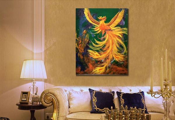 Original Phoenix Bird Tela Wall Art moderna dipinto a mano fatti a mano Opere d'arte di animale colorate per soggiorno decorazioni per la casa