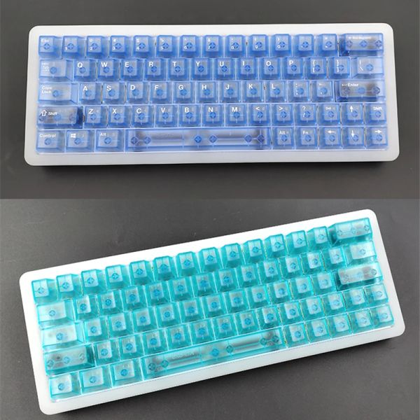 Zubehör 139 Tasten/Setzen Sie die vollständige transparente Schlüsselkap -Abs -Blue -Cyan -Schlüsselkappen Cherry Profile Backnit -Taste für MX Switch Mechanische Tastatur