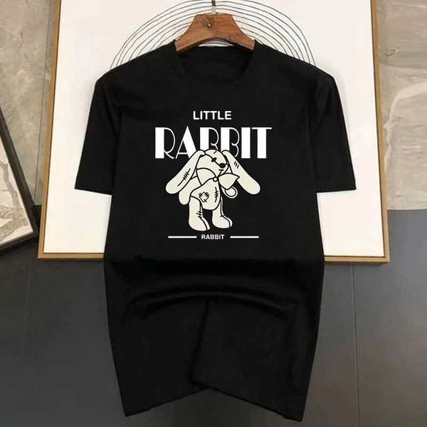 T-shirt maschile Little Rabbit Design dipinti di alta qualità da uomo di cotone e magliette da donna marca di lusso top-shirt top maniche corta j240409